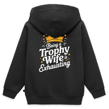 Frau Ehefrau Partnerin Familie Verheiratet - Kinder Premium Organic Zip Hoodie - Schwarz - Hinten - AI Model Kid Male (0cm)