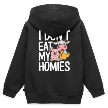 Vegetarisch Vegan Veggie Vegetarier - Kinder Premium Organic Zip Hoodie - Schwarz - Hinten - AI Model Kid Male (0cm)