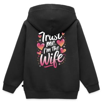 Frau Ehefrau Partnerin Familie Verheiratet - Kinder Premium Organic Zip Hoodie - Schwarz - Hinten - AI Model Kid Male (0cm)