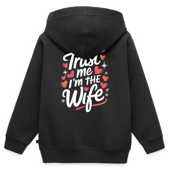 Frau Ehefrau Partnerin Familie Verheiratet - Kinder Premium Organic Zip Hoodie - Schwarz - Hinten - AI Model Kid Male (0cm)