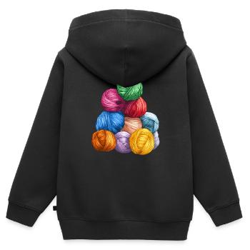 Lusitg Wool Knitting Crochet - Kids Premium Organic Zip-up Hoodie - black - Back - AI Model Kid Male (0cm)