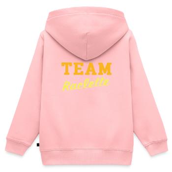 Team raclette - Sweat Premium à capuche zippé enfant bio - rose - Dos - AI Model Kid Female (0cm)