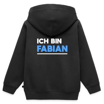 Fabian Name Spruch für stolze Fabians - Kinder Premium Organic Zip Hoodie - Schwarz - Hinten - AI Model Kid Male (0cm)