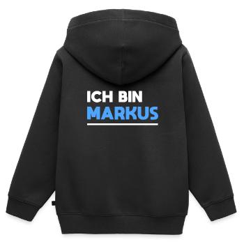 Markus Name Spruch für stolze Markus - Kinder Premium Organic Zip Hoodie - Schwarz - Hinten - AI Model Kid Male (0cm)