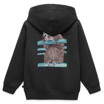 Hey mr sloth - Kinder Premium Organic Zip Hoodie - Schwarz - Hinten - AI Model Kid Male (0cm)