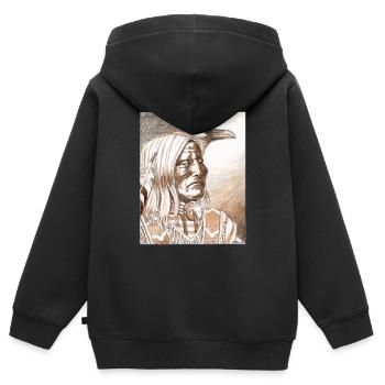 Indien Crow - Sweat Premium à capuche zippé enfant bio - noir - Dos - AI Model Kid Male (0cm)