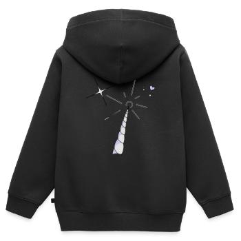 Einhorn Horn - Kinder Premium Organic Zip Hoodie - Schwarz - Hinten - AI Model Kid Male (0cm)