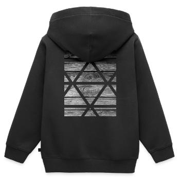 Holz - Kinder Premium Organic Zip Hoodie - Schwarz - Hinten - AI Model Kid Male (0cm)