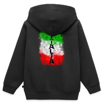 italia - Kinder Premium Organic Zip Hoodie - Schwarz - Hinten - AI Model Kid Male (0cm)