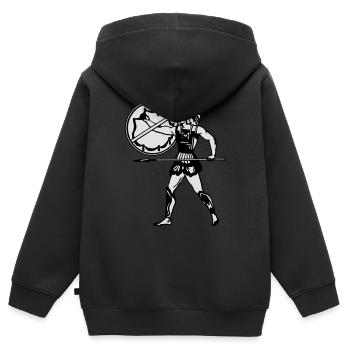 ancient_warrior - Kinder Premium Organic Zip Hoodie - Schwarz - Hinten - AI Model Kid Male (0cm)