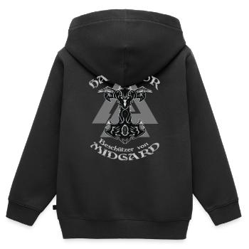 HAIL THOR - Kinder Premium Organic Zip Hoodie - Schwarz - Hinten - AI Model Kid Male (0cm)
