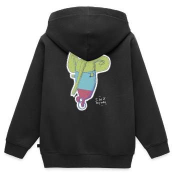 unicycle elephant 'I'll do it my way' - Kids Premium Organic Zip-up Hoodie - black - Back - AI Model Kid Male (0cm)