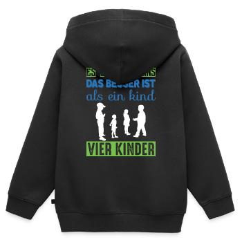 Vier Kinder - Kinder Premium Organic Zip Hoodie - Schwarz - Hinten - AI Model Kid Male (0cm)