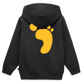 Großer Fußabdruck! - Kinder Premium Organic Zip Hoodie - Schwarz - Hinten - AI Model Kid Male (0cm)