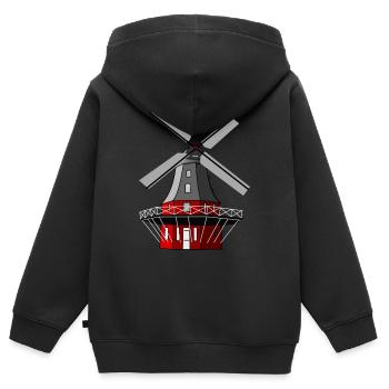 windmill windmuehle wind turbine windrad5 - Kinder Premium Organic Zip Hoodie - Schwarz - Hinten - AI Model Kid Male (0cm)
