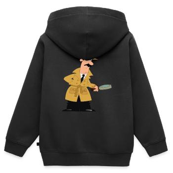 Detektiv mit Lupe. Geschenkidee - Kinder Premium Organic Zip Hoodie - Schwarz - Hinten - AI Model Kid Male (0cm)
