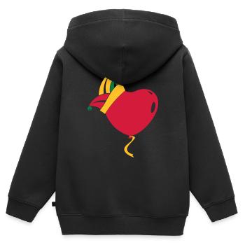 casquette de fou Carnaval Carnaval Coeur Ballon - Sweat Premium à capuche zippé enfant bio - noir - Dos - AI Model Kid Male (0cm)