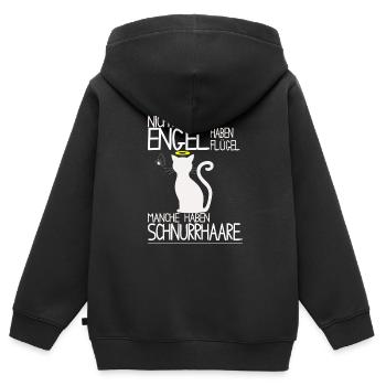 Katzen Shirt - Engel Schnurrhaare - Kinder Premium Organic Zip Hoodie - Schwarz - Hinten - AI Model Kid Male (0cm)