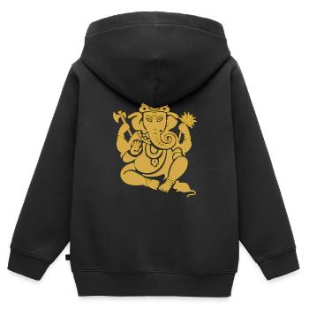 ganesha_aumkara_gold - Kinder Premium Organic Zip Hoodie - Schwarz - Hinten - AI Model Kid Male (0cm)