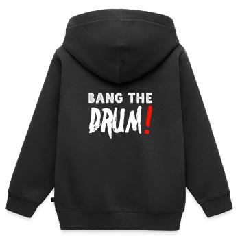 bang the drum (weiß) - Kinder Premium Organic Zip Hoodie - Schwarz - Hinten - AI Model Kid Male (0cm)