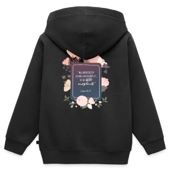 Possible with God - Kids Premium Organic Zip-up Hoodie - black - Back - AI Model Kid Male (0cm)