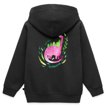 Rosa Langhals Dinosaurier für Mädchen Geschenk - Kinder Premium Organic Zip Hoodie - Schwarz - Hinten - AI Model Kid Male (0cm)