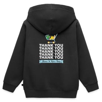 Le sac de courses / Le caddie ! - Cadeau - Sweat Premium à capuche zippé enfant bio - noir - Dos - AI Model Kid Male (0cm)
