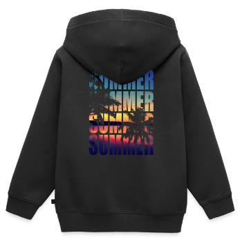 Summer palms summer - Kids Premium Organic Zip-up Hoodie - black - Back - AI Model Kid Male (0cm)