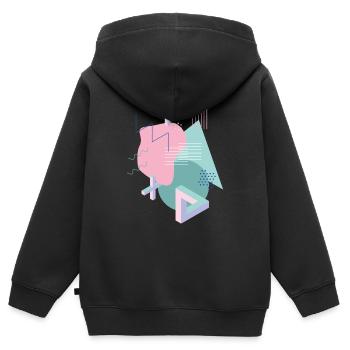Shape Design Vintage Tribar - Sweat Premium à capuche zippé enfant bio - noir - Dos - AI Model Kid Male (0cm)