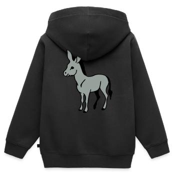 Âne - Sweat Premium à capuche zippé enfant bio - noir - Dos - AI Model Kid Male (0cm)