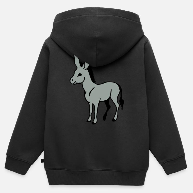 Âne - Sweat Premium à capuche zippé enfant bio - noir