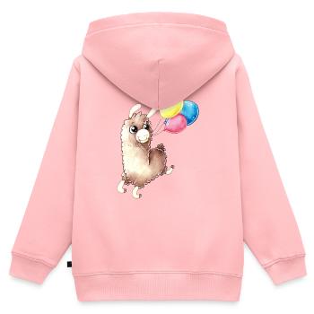 Alpaca d'anniversaire - Sweat Premium à capuche zippé enfant bio - rose - Dos - AI Model Kid Female (0cm)