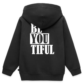 Beautiful schoen wundervoll w - Kinder Premium Organic Zip Hoodie - Schwarz - Hinten - AI Model Kid Male (0cm)