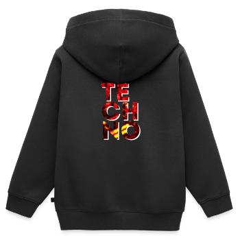 TECHNO - Kinder Premium Organic Zip Hoodie - Schwarz - Hinten - AI Model Kid Male (0cm)