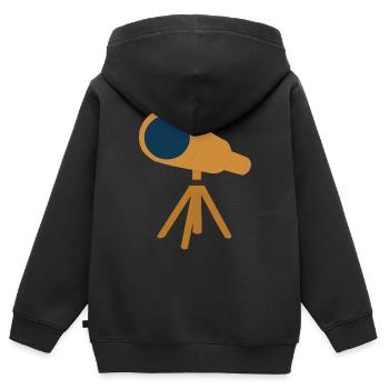 Teleskop - Kinder Premium Organic Zip Hoodie - Schwarz - Hinten - AI Model Kid Male (0cm)