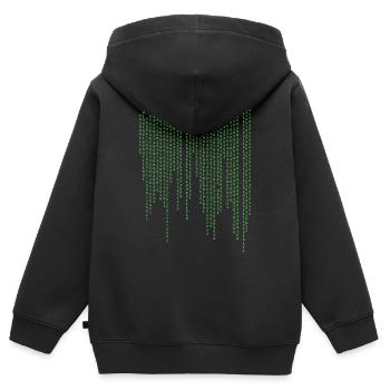 Binary rain - Kids Premium Organic Zip-up Hoodie - black - Back - AI Model Kid Male (0cm)