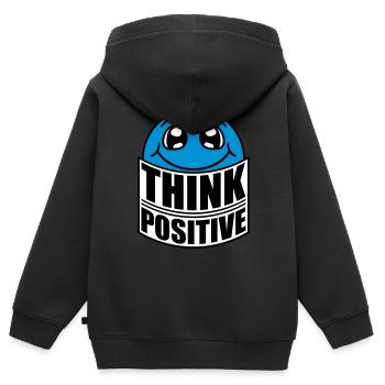 gesicht denken cool think positive positiv bleiben - Kinder Premium Organic Zip Hoodie - Schwarz - Hinten - AI Model Kid Male (0cm)