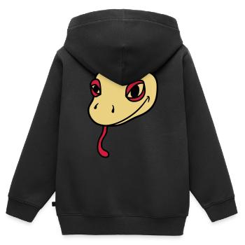 tête de gecko lézard reptile de serpent réel - Sweat Premium à capuche zippé enfant bio - noir - Dos - AI Model Kid Male (0cm)