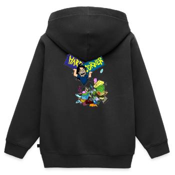 Hard Corner Logo - Sweat Premium à capuche zippé enfant bio - noir - Dos - AI Model Kid Male (0cm)