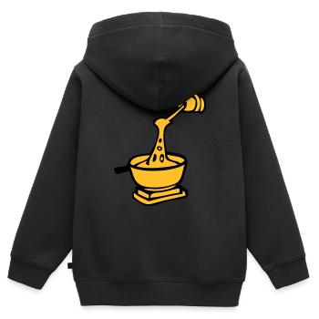 dessin de fondue, spécialité culinaire suisse - Sweat Premium à capuche zippé enfant bio - noir - Dos - AI Model Kid Male (0cm)