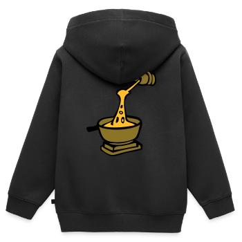 fondue spécialité culinaire suisse savoyard - Sweat Premium à capuche zippé enfant bio - noir - Dos - AI Model Kid Male (0cm)