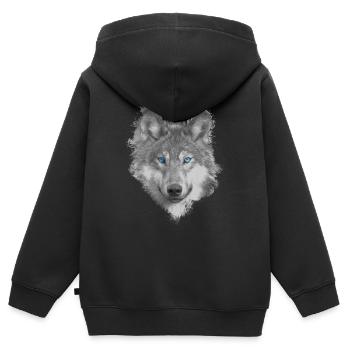 Wolf - Kinder Premium Organic Zip Hoodie - Schwarz - Hinten - AI Model Kid Male (0cm)