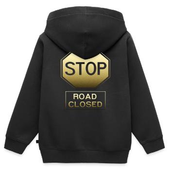 STOP - Kids Premium Organic Zip-up Hoodie - black - Back - AI Model Kid Male (0cm)