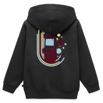 Arcade Automat (cercles rétro) - Sweat Premium à capuche zippé enfant bio - noir - Dos - AI Model Kid Male (0cm)