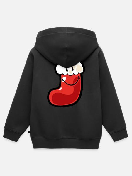 Smiley Christmas Stocking - Kinder Premium Organic Zip Hoodie - Schwarz