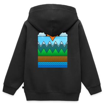 Landschaft (minimal) - Kinder Premium Organic Zip Hoodie - Schwarz - Hinten - AI Model Kid Male (0cm)