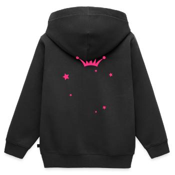 Crown with Stars - Insert Own Name/ Text - Sweat Premium à capuche zippé enfant bio - noir - Dos - AI Model Kid Male (0cm)