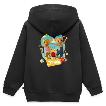 JoNaLu Jo Naya und Lu Tanzen Auf Der Wiese - Kinder Premium Organic Zip Hoodie - Schwarz - Hinten - AI Model Kid Male (0cm)