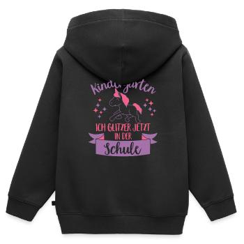Tschüss Kindergarten Einhorn Einschulung - Kinder Premium Organic Zip Hoodie - Schwarz - Hinten - AI Model Kid Male (0cm)