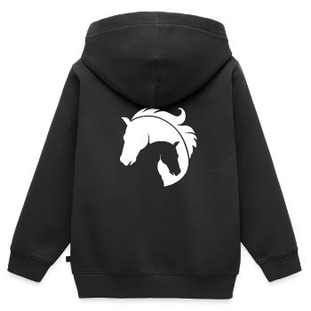 Horse - cheval - animal domestique - poulin - Sweat Premium à capuche zippé enfant bio - noir - Dos - AI Model Kid Male (0cm)
